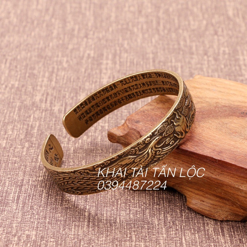Vòng tay long phụng trình tường khắc tâm kinh bằng đồng
