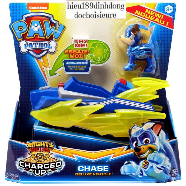 Chó cứu hộ Paw patrol Chase chính hãng xuất mỹ canada kèm xe cỡ lớn có nhạc có đèn