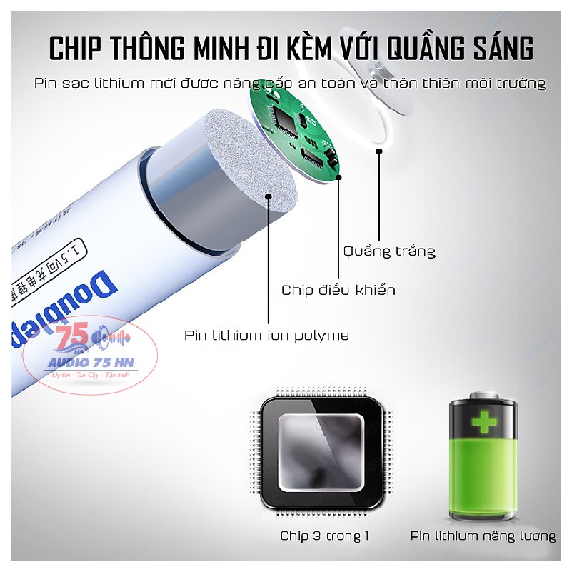 {Chính hãng} Pin tiểu sạc AA 1.5v Doublepow 2400mAh có cổng sạc Micro USB - Tặng kèm dây sạc