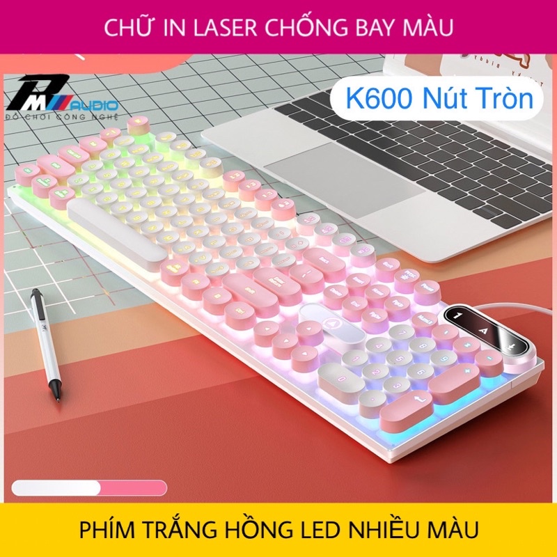 Bàn Phím Giả Cơ K600 Nút Tròn Led Xuyên Chữ Chuột G5/G15 Dùng Cho Máy Tính Laptop Chuyên Game Làm Việc Văn Phòng Giá  Rẻ