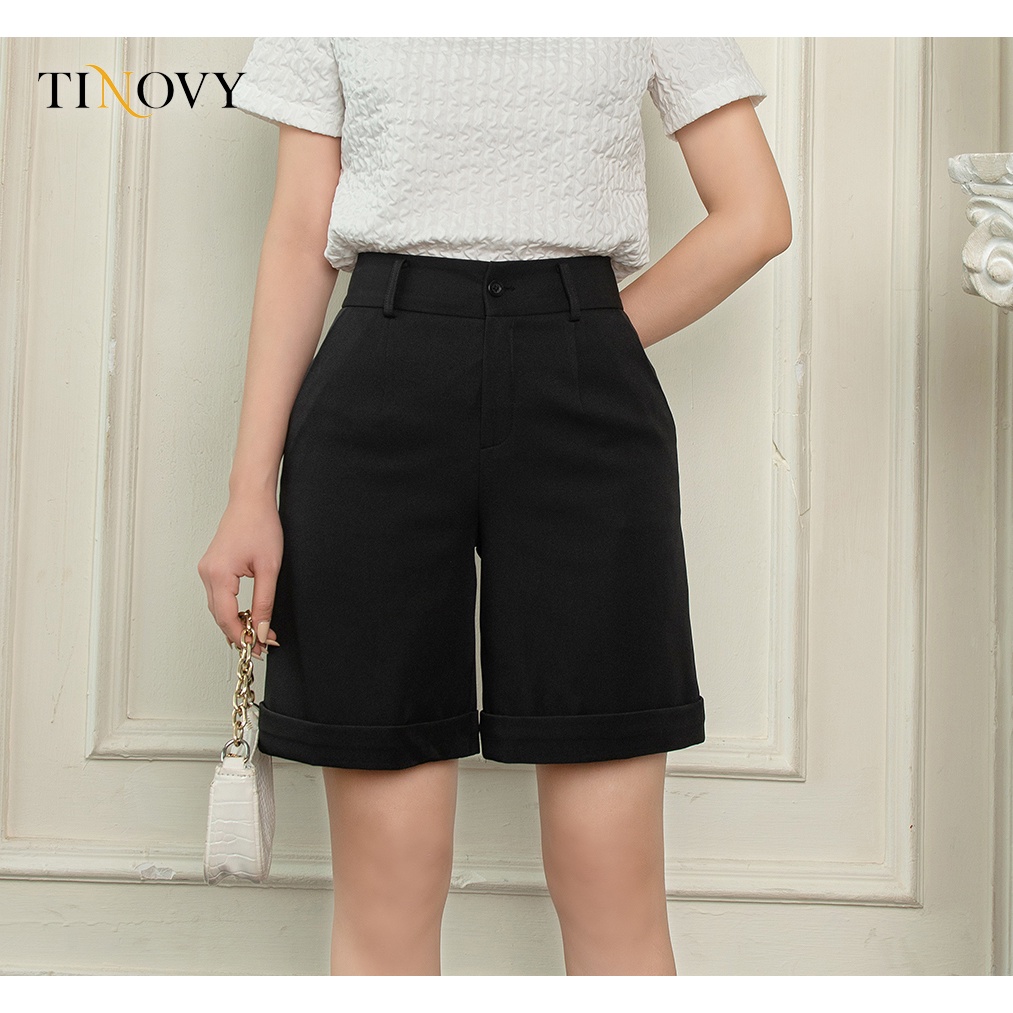 Quần Đùi Nữ TINOVY Suông Đen Q2232