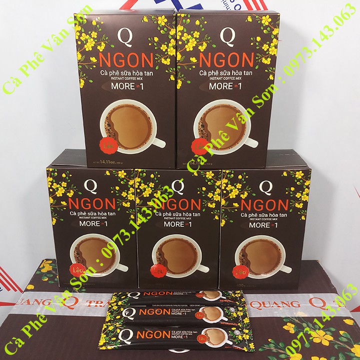 05 hộp giấy cà phê sữa Ngon Trần Quang 400g (20 gói dài * 20g) mẫu xuân 2022