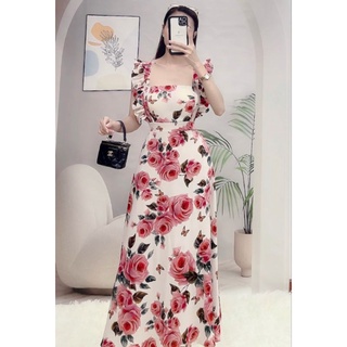 Đầm đi biển tay cánh tiên lụa mango có mút ngực