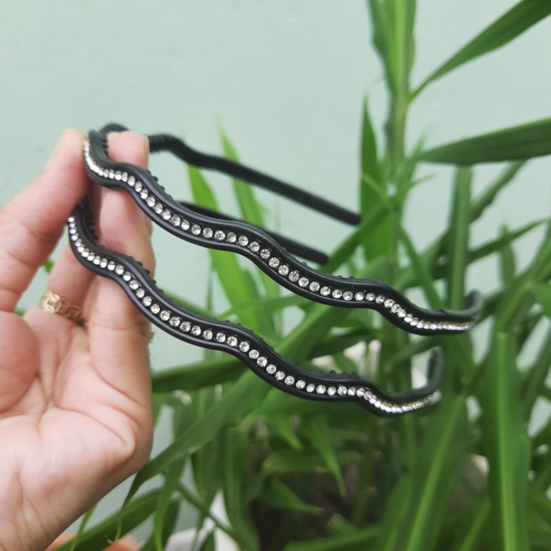 Bờm cài tóc lượn sóng đính xoàn 1 hàng (1 cái)