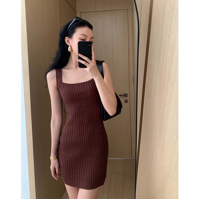 QADCOL  Pháp Quấn Hông Váy Dệt Kim