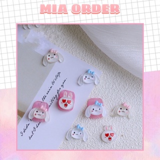 Charm thỏ trắng nơ màu sắc, mia.nails.sg
