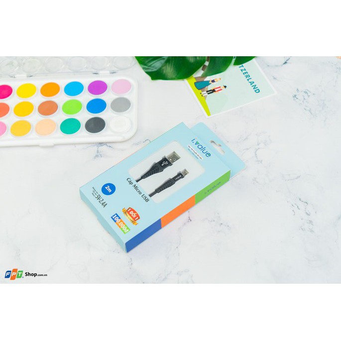( BẢO HÀNH 1 NĂM ) Cáp Micro 2m ivalue Jelly- Bảo Hành đổi MỚI trong 1 năm tại FPTShop