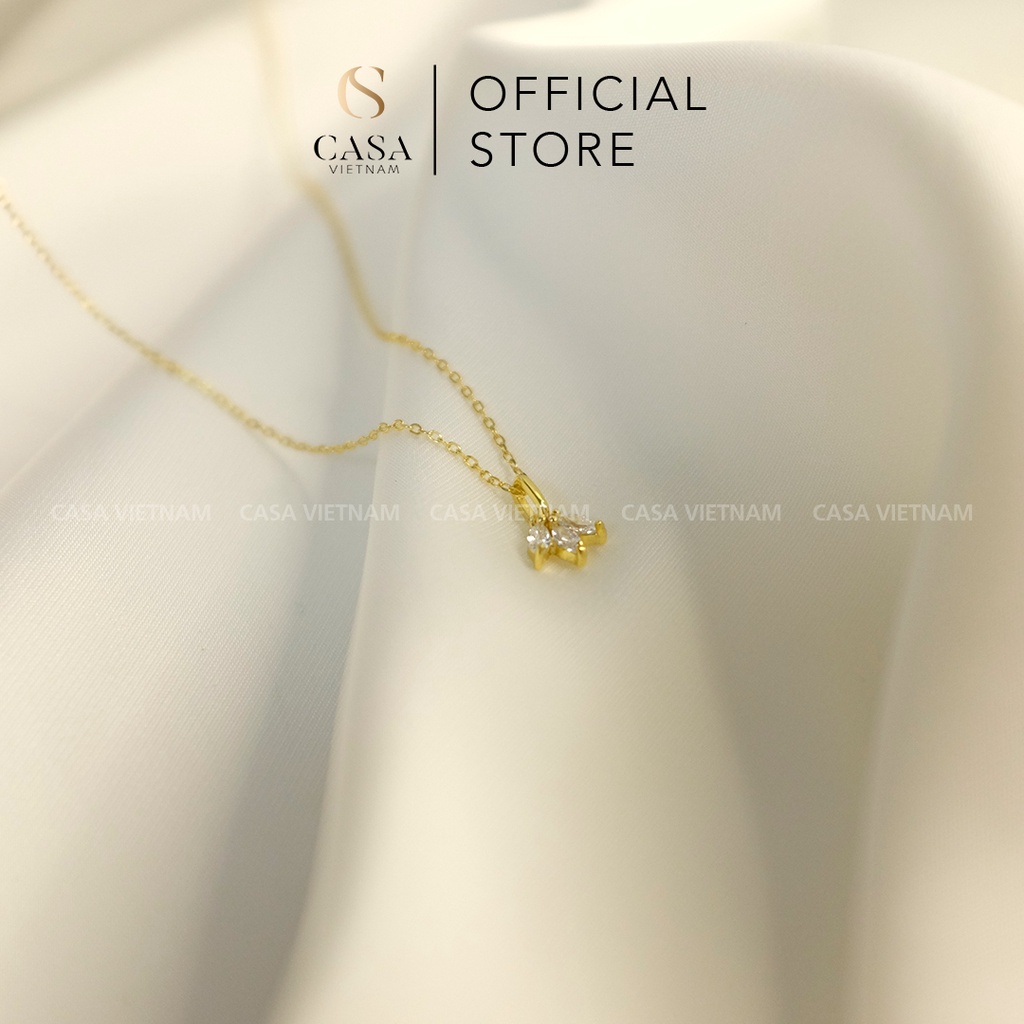 CASA Dây chuyền Bạc 925 mạ vàng mặt 3 LÁ dành cho nữ CASAN029