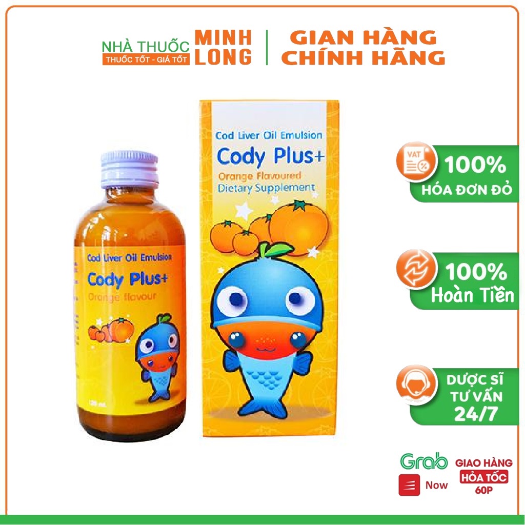 Cody Plus - bổ sung DHA, EPA, vitamin A, D giúp bé phát triển não bộ, thông minh và mắt sáng (lọ 120ml)