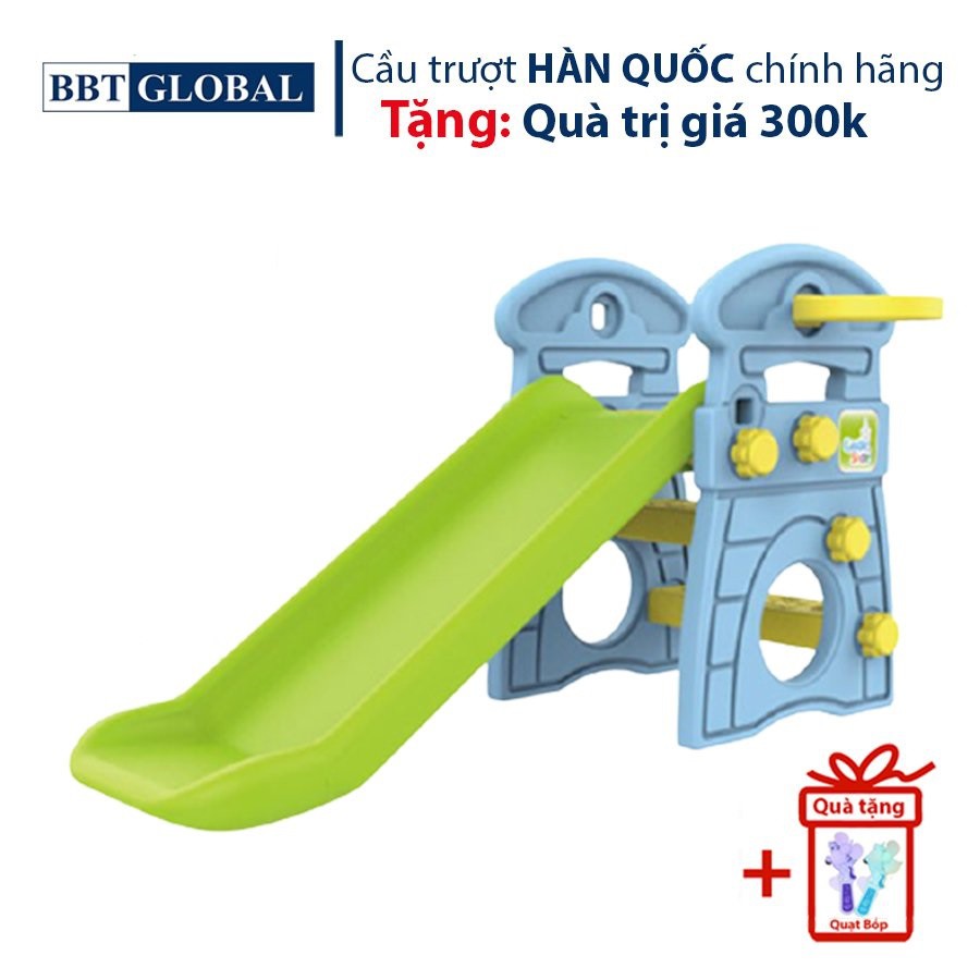 Cầu trượt lâu đài hàn quốc có ném bóng rổ BBT global CHD107