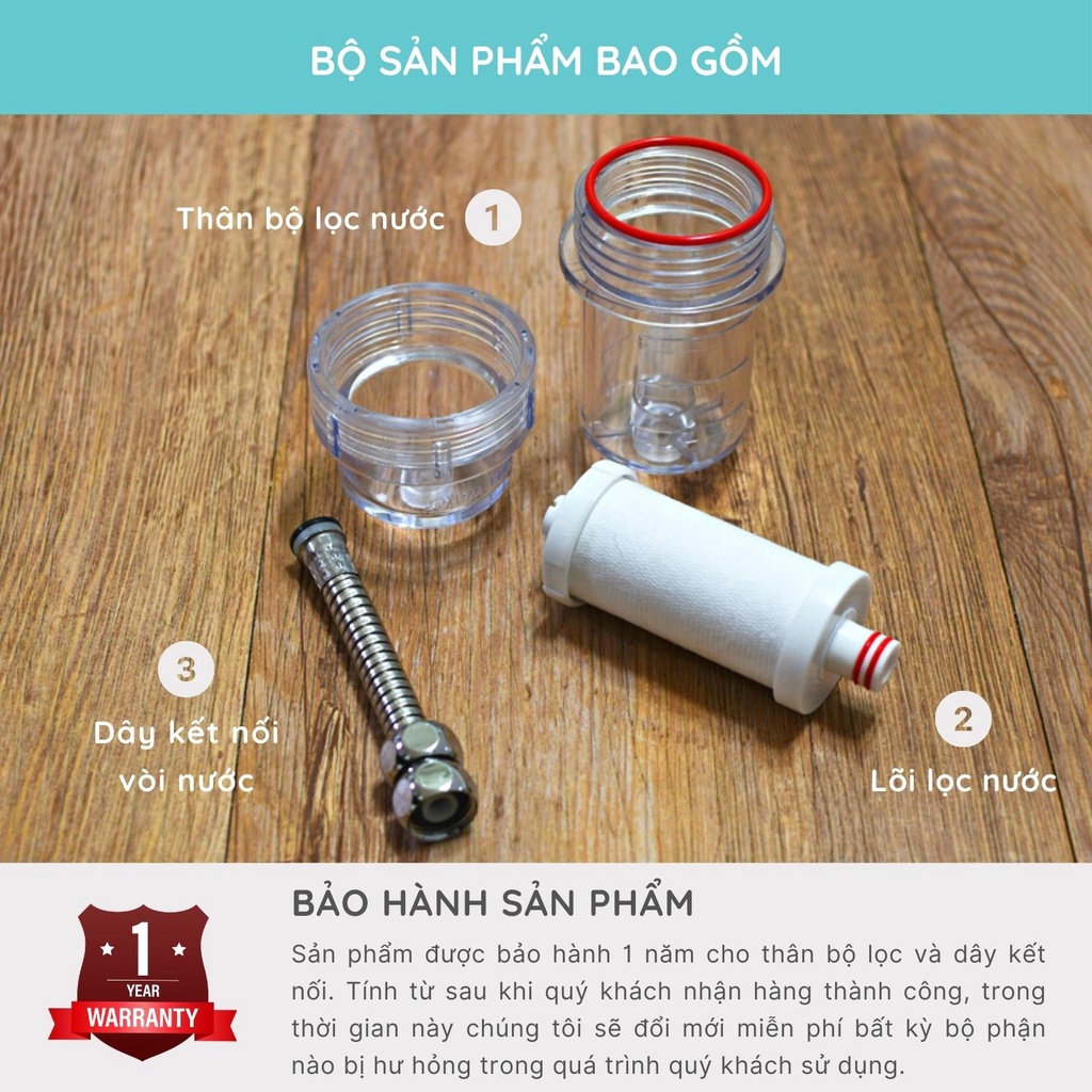 Bộ lọc nước tắm gắn vòi hoa sen Hana Water