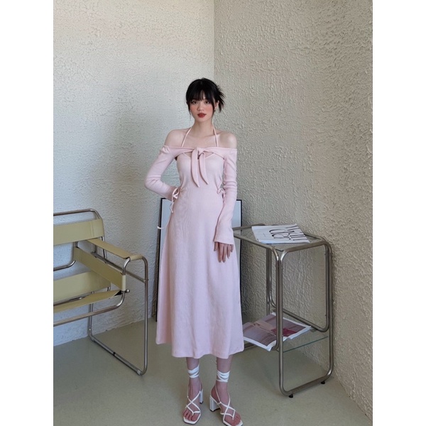 Amora dress - Đầm yếm hồng kèm áo ngoài - Somalyng.studio