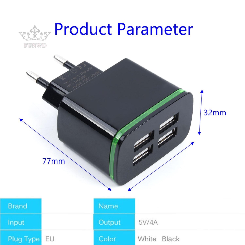 Ổ Cắm Sạc 5v 4 Cổng Usb Tiện Lợi