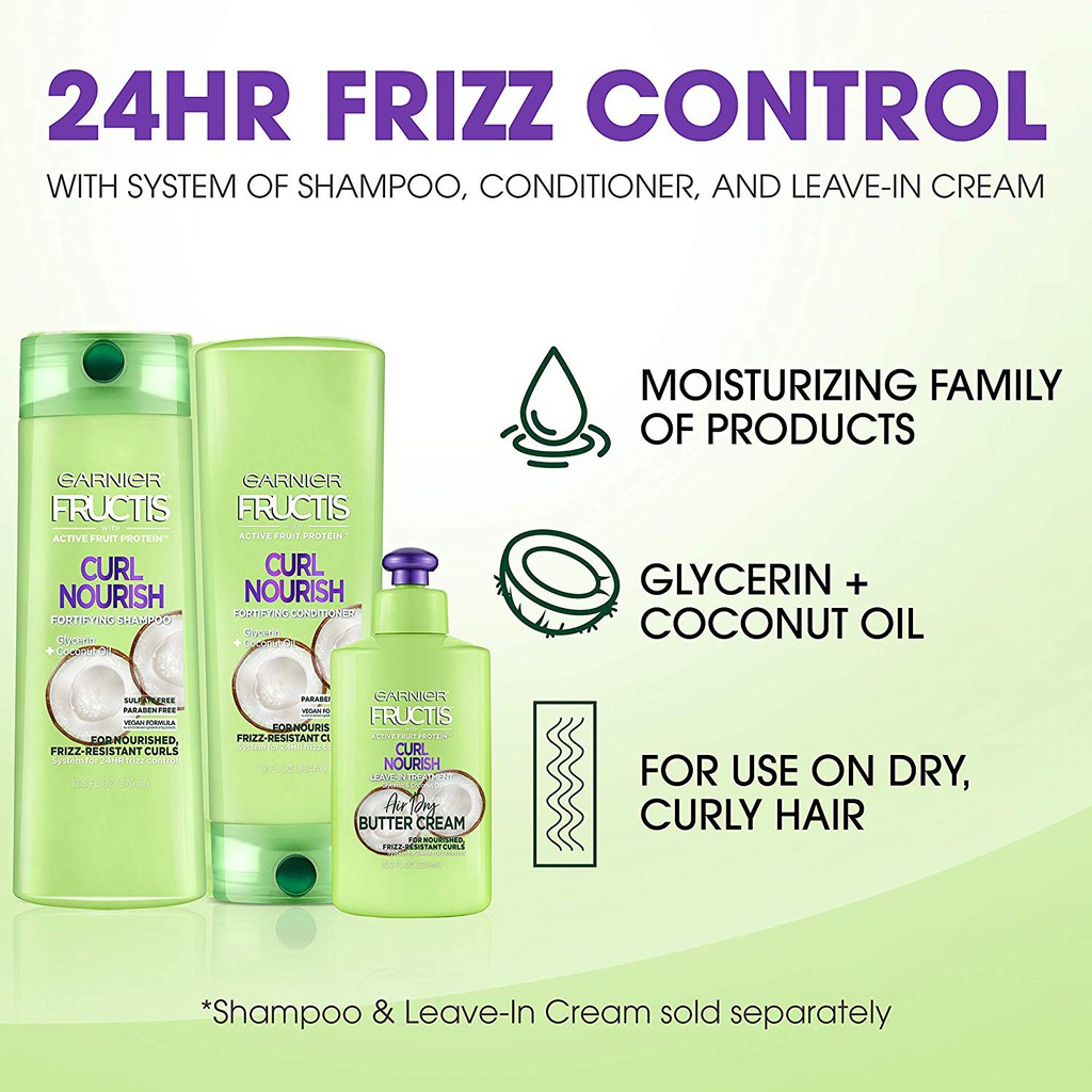 Dầu Xả Dành Cho Tóc Xoăn Garnier Hair Care Fructis Triple Nutrition Curl Nourish Conditioner 354ml (Mỹ)