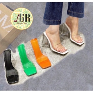 Guốc bản mica gót mica tam giác 9 cm