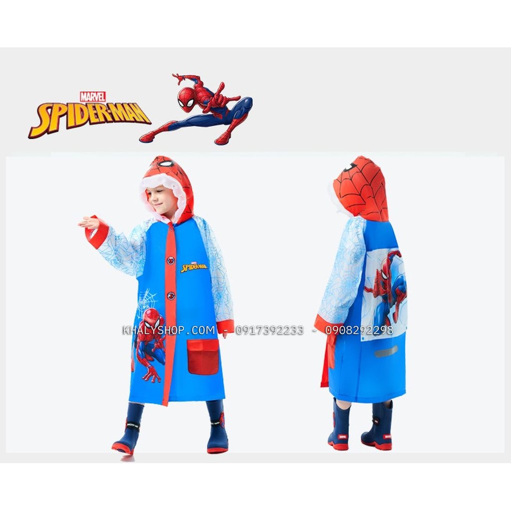 Áo mưa hình người nhện Spiderman màu xanh dương dành cho trẻ em bé trai còn size M - 83P4NVF86393S - (Disney)