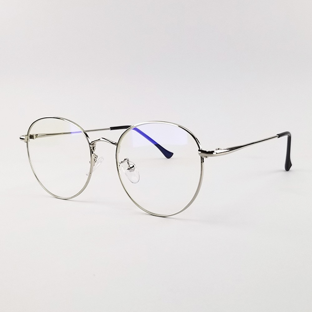Gọng kính cận nam nữ mắt tròn kim loại 9008 màu bạc, hồng vàng. Tròng kính giả cận 0 độ, chống ánh sáng xanh, UV | BigBuy360 - bigbuy360.vn