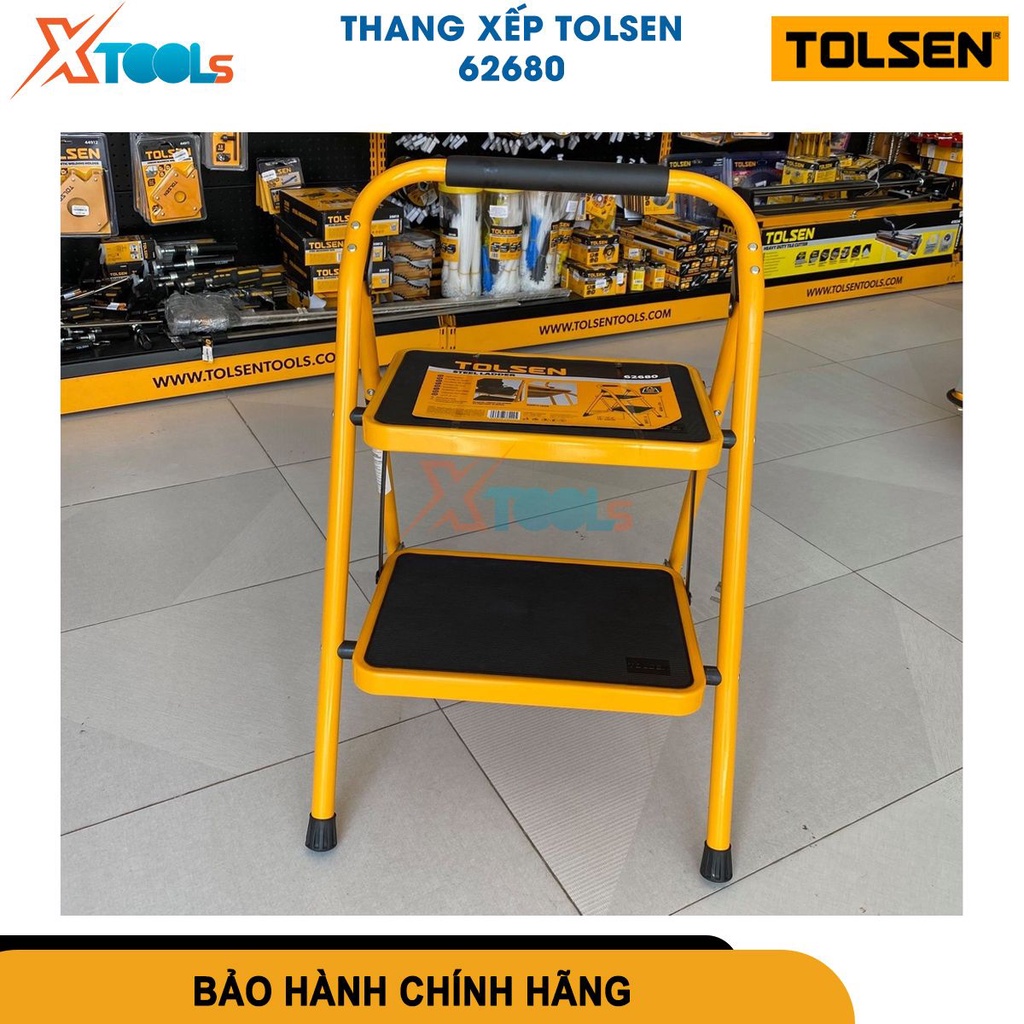 Thang nhôm xếp Tolsen, thang ghế xếp gọn chất liệu thang hợp kim thép cao cấp, tải trọng 90kg-150kg [CHÍNH HÃNG][XTOOLS]