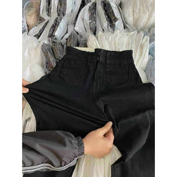 Quần jean đen dáng ôm hai túi