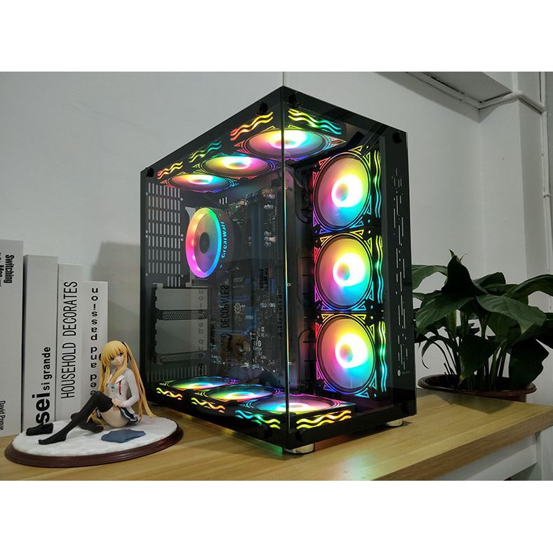 Bộ 8 Quạt Tản Nhiệt, Fan Case Led RGB Coolmoon X Plus  - Kèm Bộ Hub Sync Main, Đổi Màu Theo Nhạc