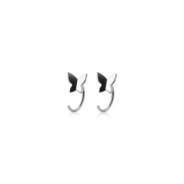 Khuyên tai bạc nữ cánh bướm dạng vòng xỏ, bông tai bạc DUYSON SILVER