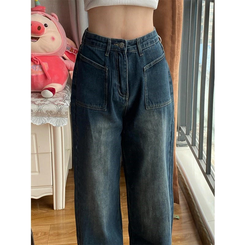 Quần jeans Nữ Lưng Cao Ống Rộng Thời Trang vintage