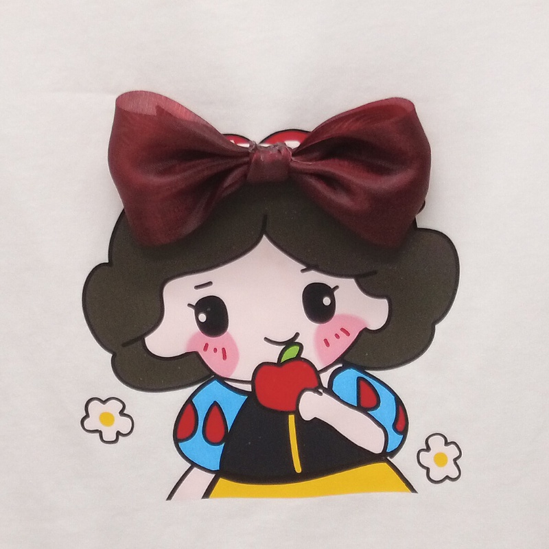 DISNEY Áo Thun 100% Cotton Tay Ngắn In Hình Công Chúa Elsa 3D Thắt Nơ Dễ Thương Cho Bé Gái