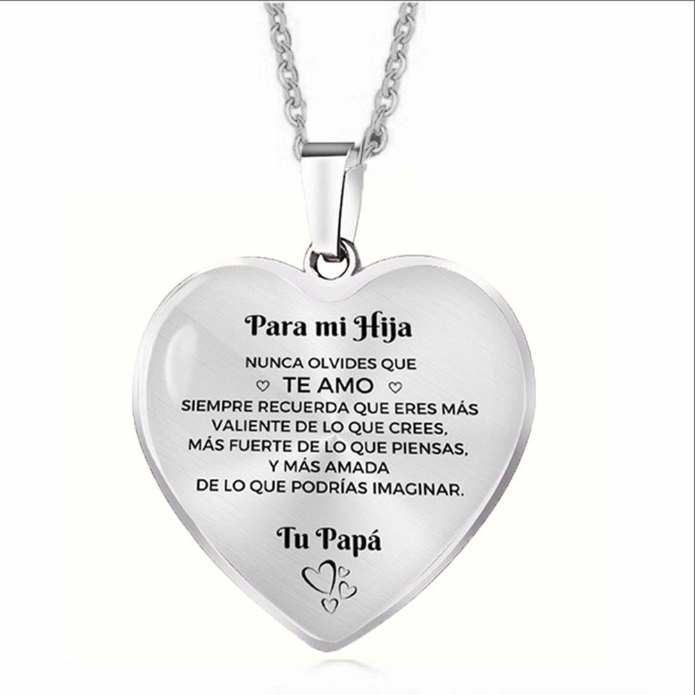 OKDEALS Vòng cổ Màu Vàng / Bạc Mặt Trái Tim Khắc Chữ To My Daughter Son Tây Ban