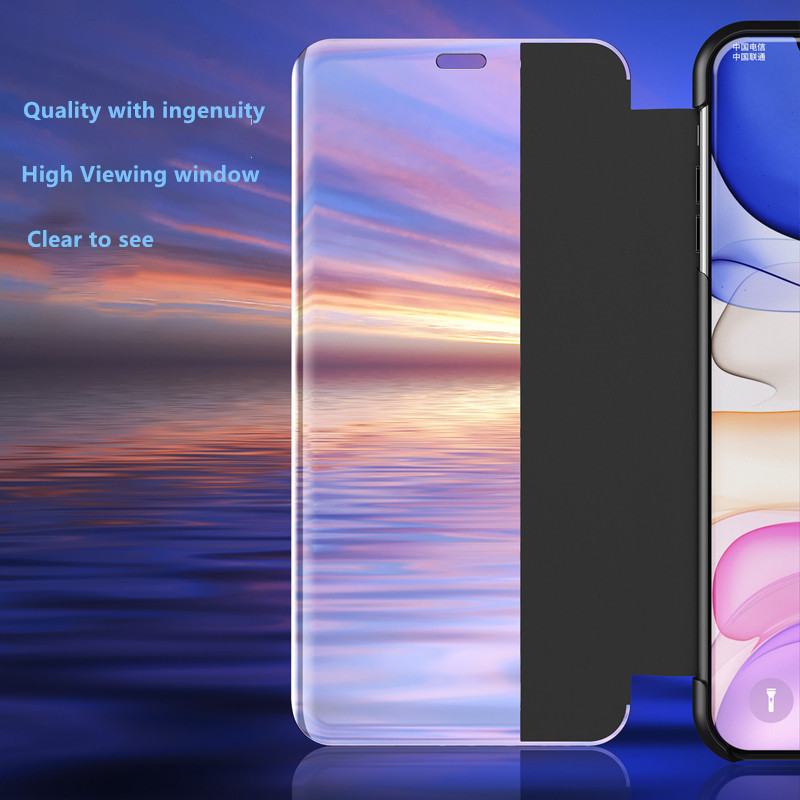 Ốp Lưng Nắp Gập Màu Trơn Có Mặt Gương Phía Trước Cho Iphone 6 6s 7 8 Plus Se 2020 X Xr Xs Max