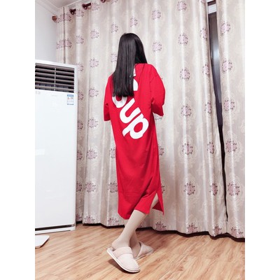 Đầm thun suông rộng chất cotton thoáng mát màu đỏ có ảnh thật | BigBuy360 - bigbuy360.vn