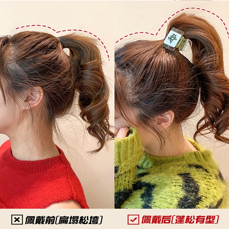 Kẹp Tóc Mạt Chược Trong Suốt Vui Nhộn Phong Cách Hàn Quốc Cho Nữ