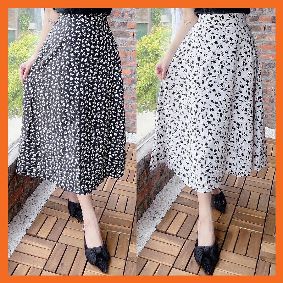 Chân váy hoa nhí  Madela dáng dài qua gối kiểu dáng vintage, Váy hoa nhí dáng dài qua gối - CVHN11 | BigBuy360 - bigbuy360.vn