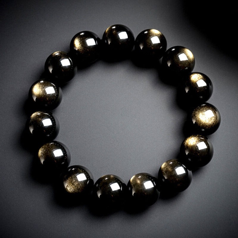 Vòng đeo tay obsidian đôi mắt cầu vồng tự nhiên được hiến tặng cho nam và nữ các cặp đôi vàng obsidi