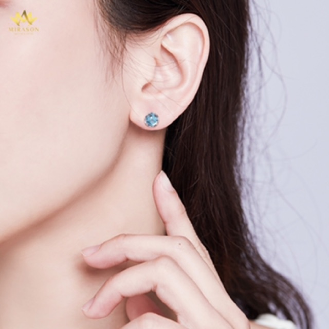 Khuyên Tai Bạc Nữ MIRASON Giọt Biển Xanh Và Đuôi Cá Sang Trọng - Bông Tai Nữ Bạc 925 Cao Cấp