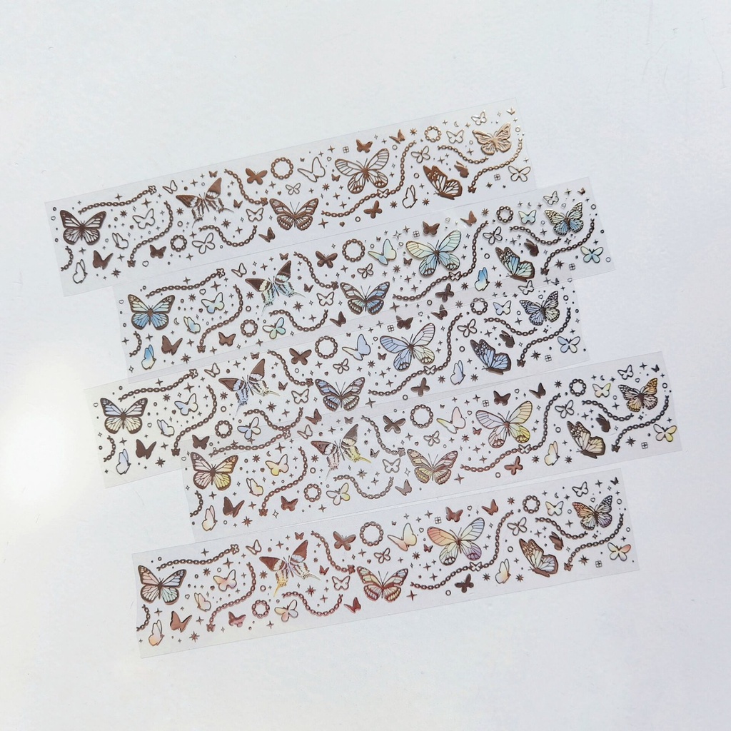 Hình dán PET sticker hologram butterly bướm trang trí deco scrapbook, toploader, photocard