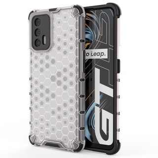 Ốp điện thoại TPU PC trong suốt họa tiết tổ ong chống sốc cho Realme Q3Pro 5G