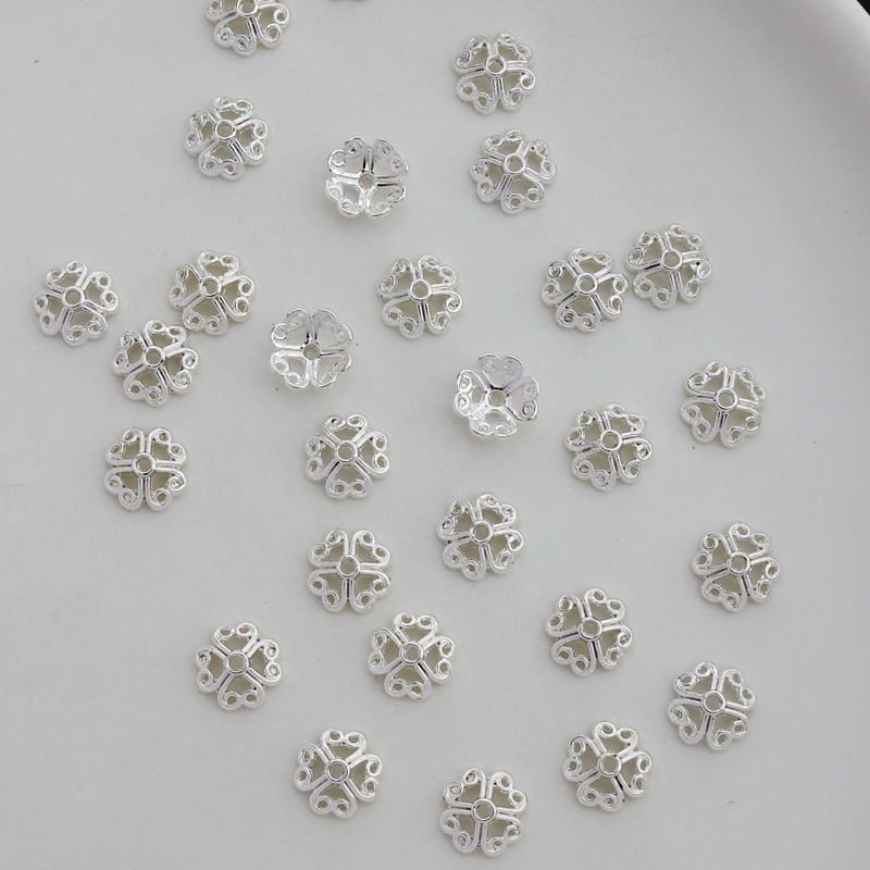 Set 50 Hạt Xâu Chuỗi Màu Sắc Bạc Làm Trang Sức DIY J3-73 Kích Thước 8mm