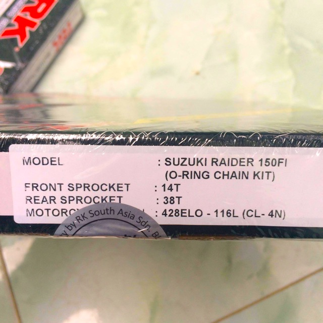Suzuki Raider Fi O-Ring Chain Kit Bộ Nhông Dĩa Sên Đen Phốt Cao Su Thông Số Zin Chính Hãng RK - Japan