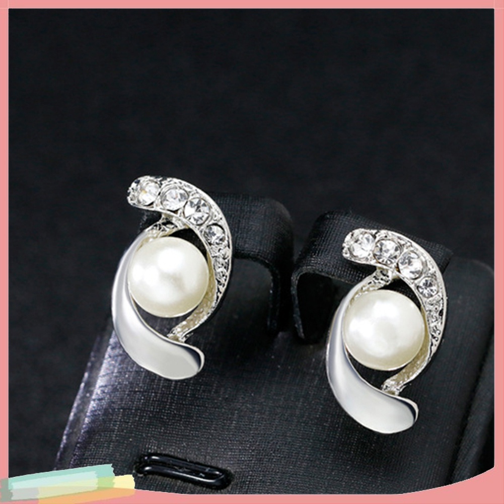 Bộ Trang Sức Vòng cổ + Vòng Tay + Đôi Khuyên Tai Đính Ngọc Trai Giả Sang Trọng Cho Nữ