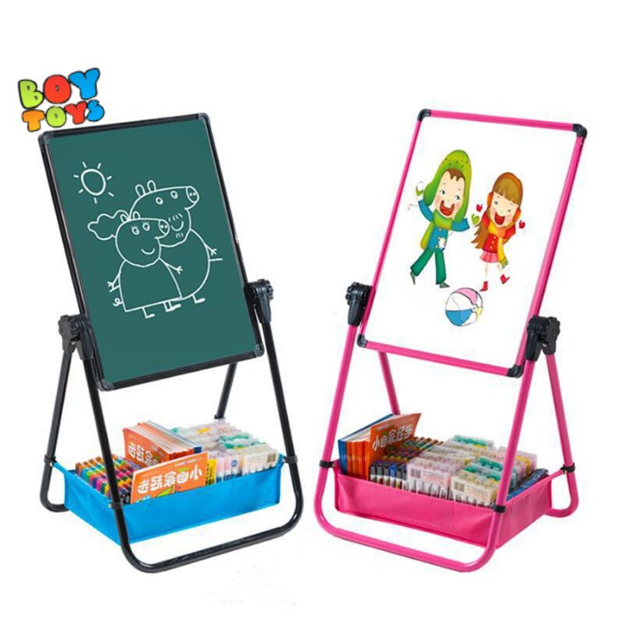 Bảng vẽ giáo dục Flipchart 2 mặt xanh và trắng xoay 360 độ loại 47 x 53 cm