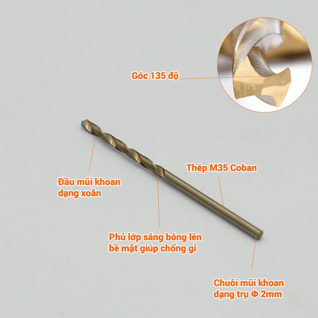 MŨI KHOAN INOX 2MM BERRYLION 041501020