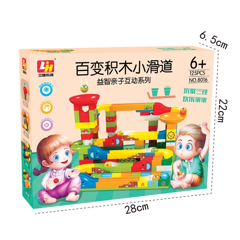 Bộ đồ chơi lắp ráp máng trượt thả bi sáng tạo 206 chi tiết, đồ chơi thông minh cho bé