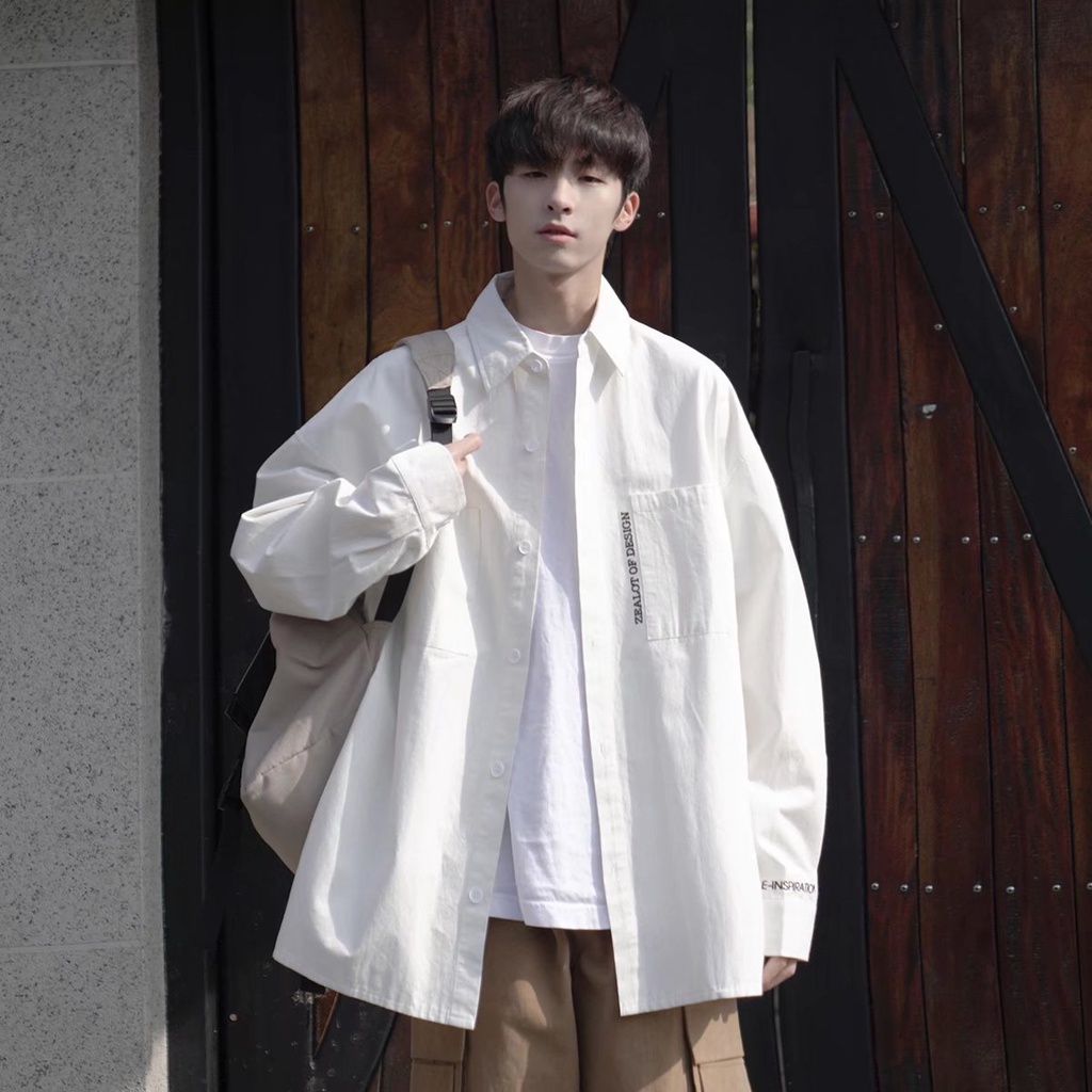 Áo Khoác Sơ Mi Nam Dài Tay Cổ Bẻ Thời Trang Hàn Simple Fashion from rộng áo khoác jacket nam bông lụa áo sơ mi nam hàn quốc