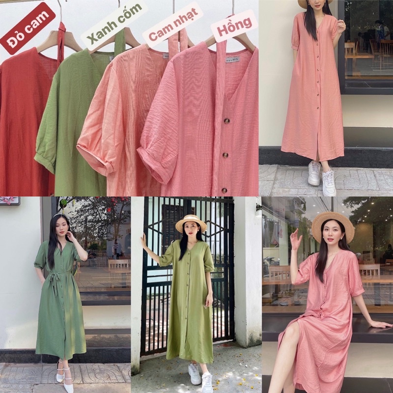 váy cổ v dáng dài ( tặng kèm đai buộc eo) | BigBuy360 - bigbuy360.vn