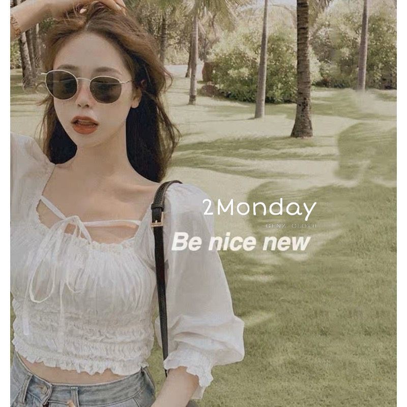 [Ảnh thật/Video] Áo croptop nàng thơ phong cách Hàn Quốc mặc được nhiều kiểu