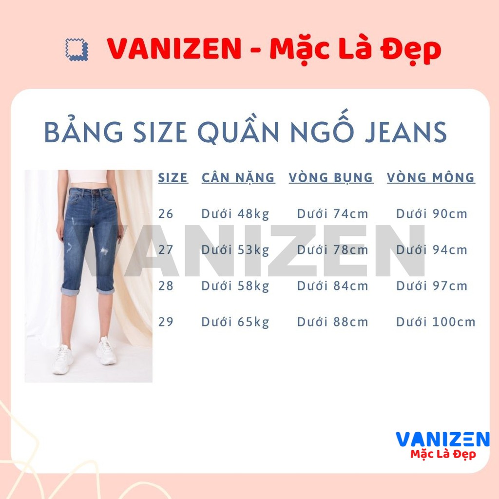 Quần ngố jean nữ đẹp lưng cao cạp cao rách hàng hiệu cao cấp mã 359 VANIZEN