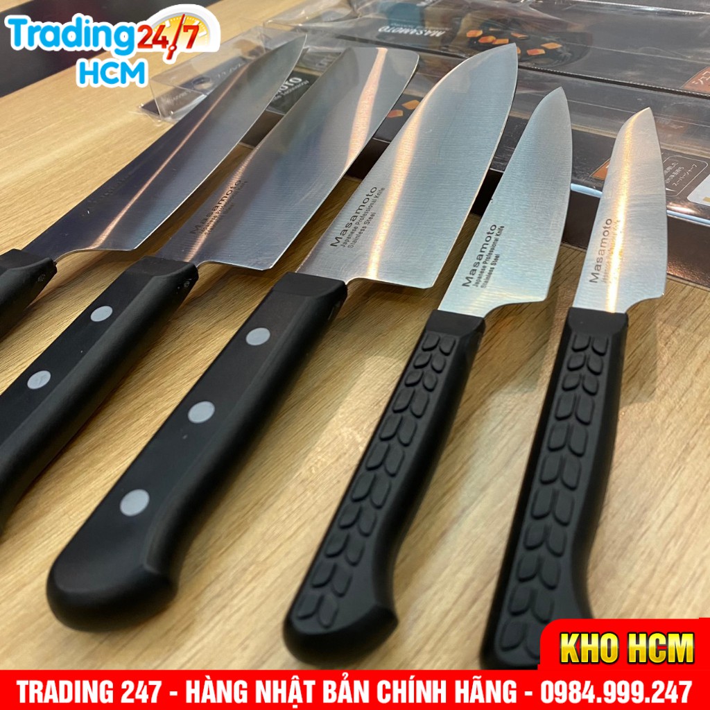 Bộ dao 5 món làm bếp cao cấp siêu sắc MASAMOTO chất liệu thép không gỉ xuất Nhật