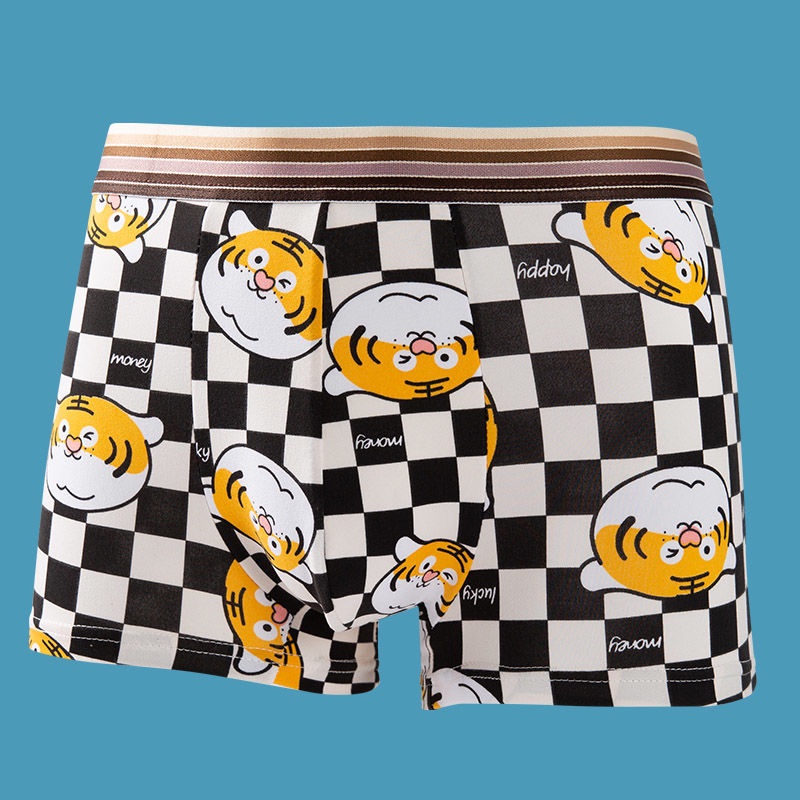 Set 3/5 Quần Lót Boxer Họa Tiết Hổ Hoạt Hình Chất Lượng Cao Cho Nam