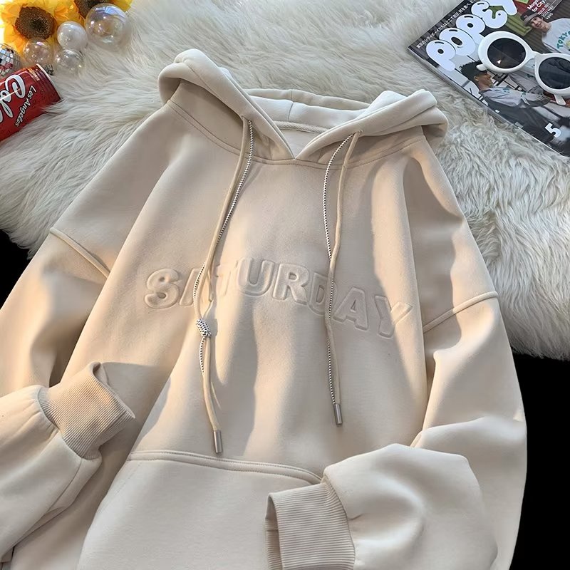 Áo Khoác Hoodie Lót Lông Cừu Dày Dặn Phong Cách Mỹ Thời Trang Thu Đông Cho Cặp Đôi Cỡ M-2XL