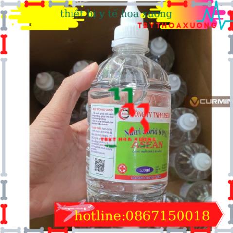 1 Thùng 24 Chai Nước Muối Sinh Lý Asean Natriclorid 0.9% Chai 530ML